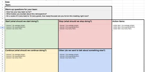 Agile Retrospective Excel Template Download